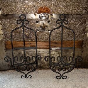 Set of Two Wrought Iron Wall Display Plate Holders